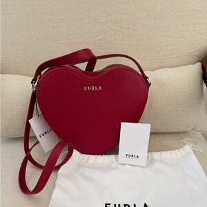NWT Furla Heart Crossbody Bag in Red